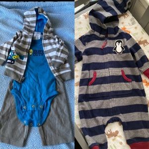 Carter’s 3 piece set and cozy jumpsuit 0-3m